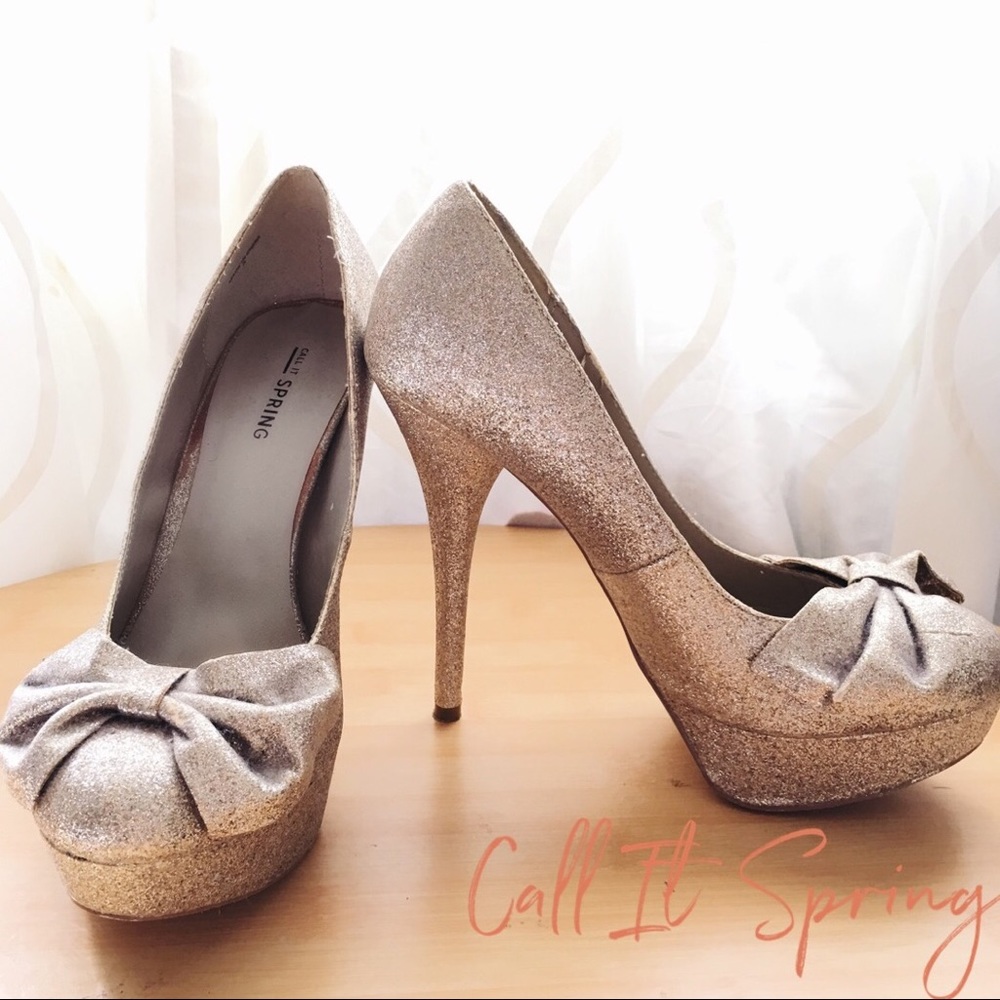 Call It Spring Bow Glitter Heels